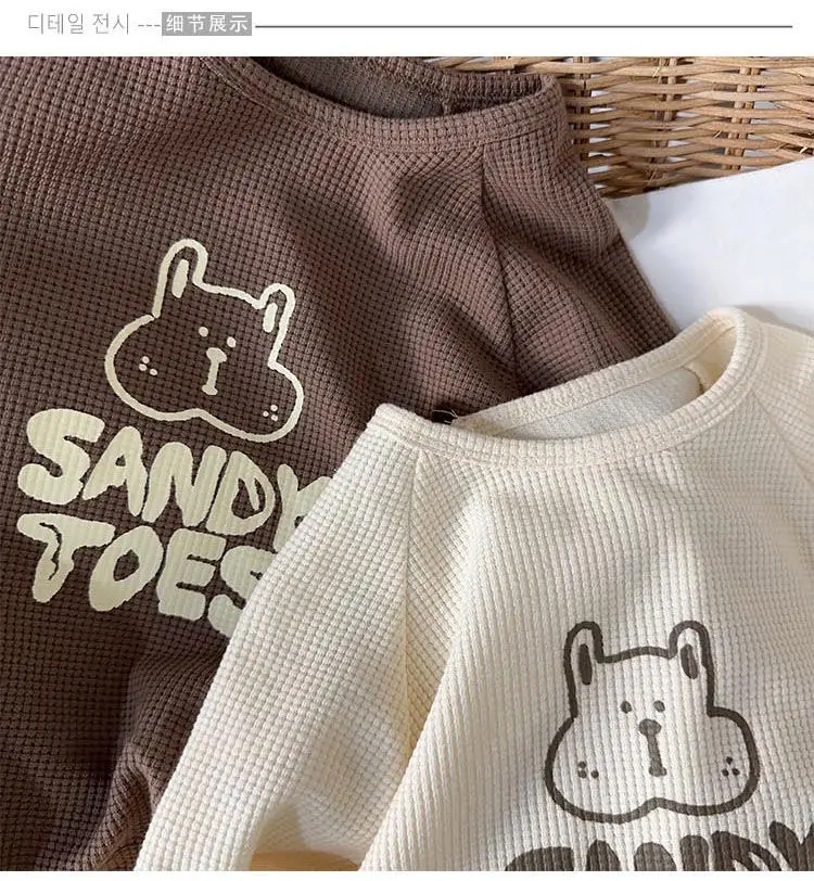 Sandy Toes Long Sleeve T-Shirt Kids Brown Cream — feature 8