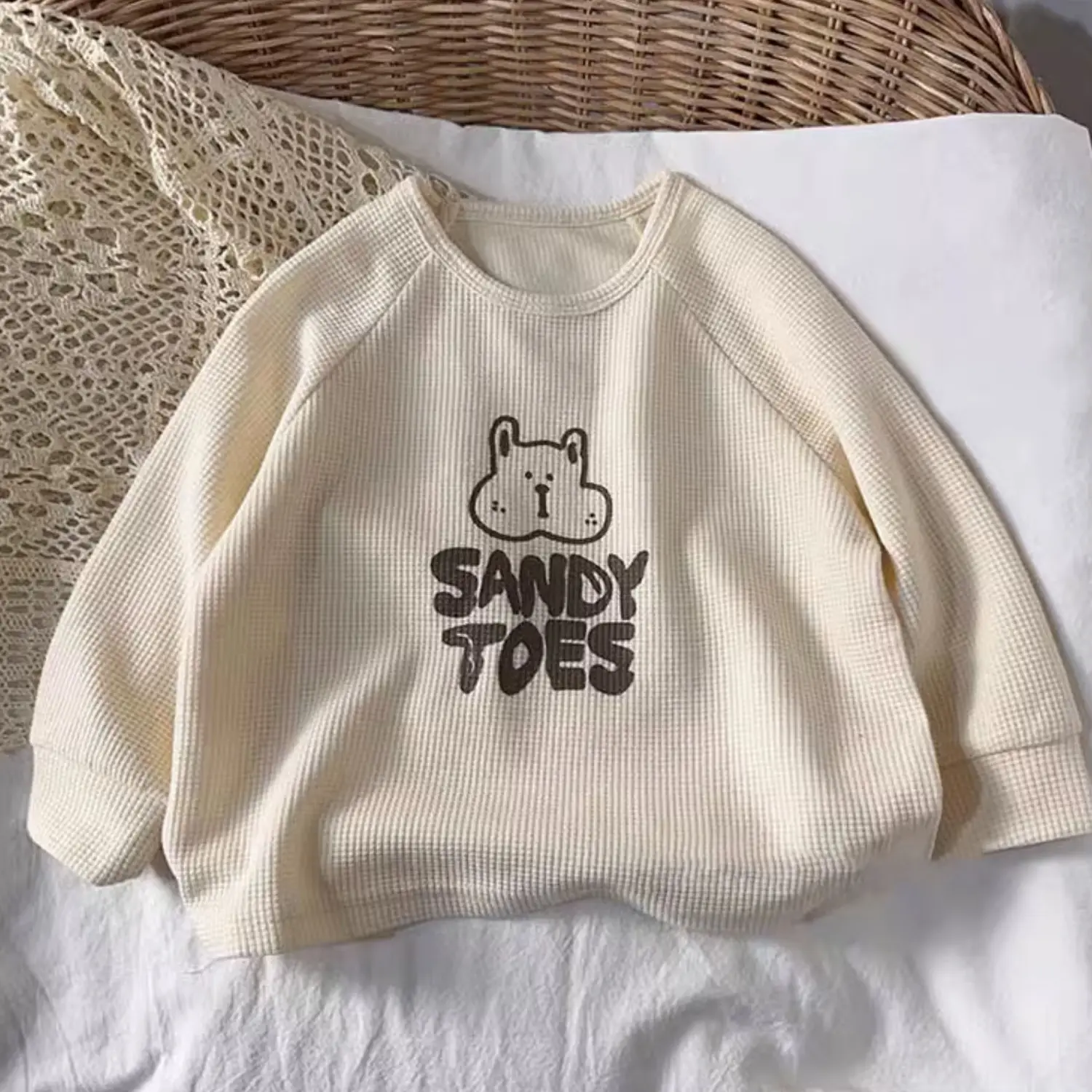 Sandy Toes Long Sleeve T-Shirt Kids Brown Cream