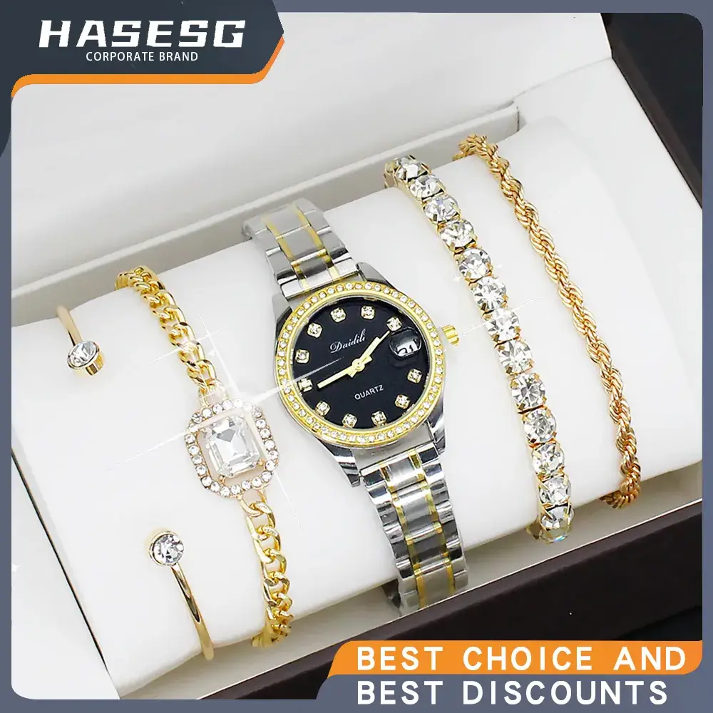 12-Piece Luxury Watch Set for Women Gold Plated Diamond Bracelets - Image 21