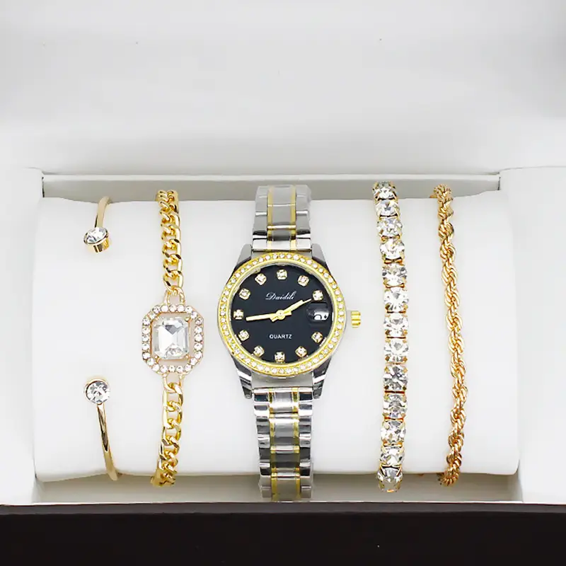 12-Piece Luxury Watch Set for Women Gold Plated Diamond Bracelets — feature 13
