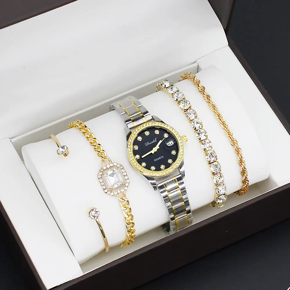 12-Piece Luxury Watch Set for Women Gold Plated Diamond Bracelets — feature 2