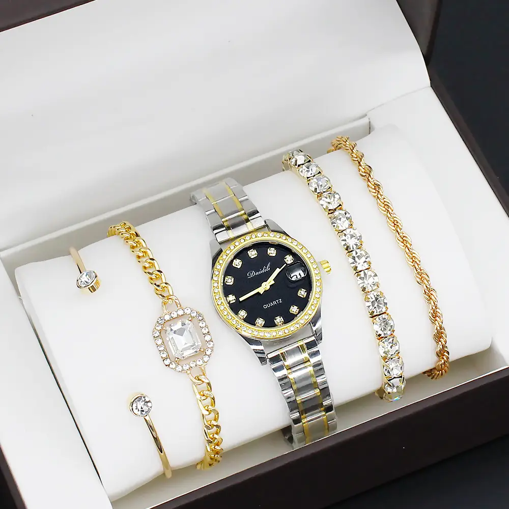 12-Piece Luxury Watch Set for Women Gold Plated Diamond Bracelets — feature 3