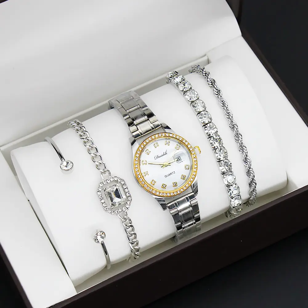 12-Piece Luxury Watch Set for Women Gold Plated Diamond Bracelets — feature 5