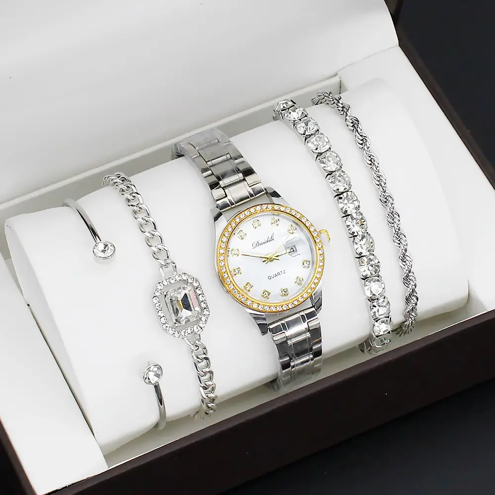 12-Piece Luxury Watch Set for Women Gold Plated Diamond Bracelets — feature 6