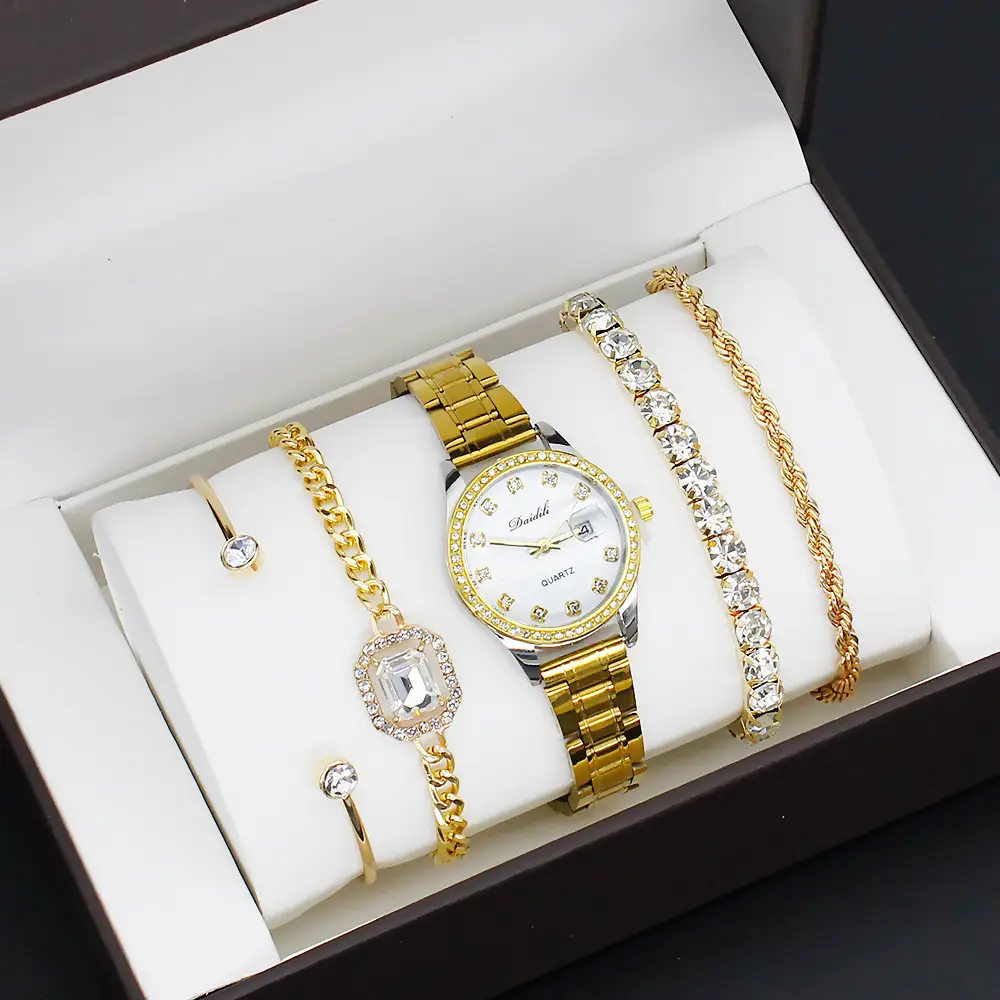 12-Piece Luxury Watch Set for Women Gold Plated Diamond Bracelets — feature 8