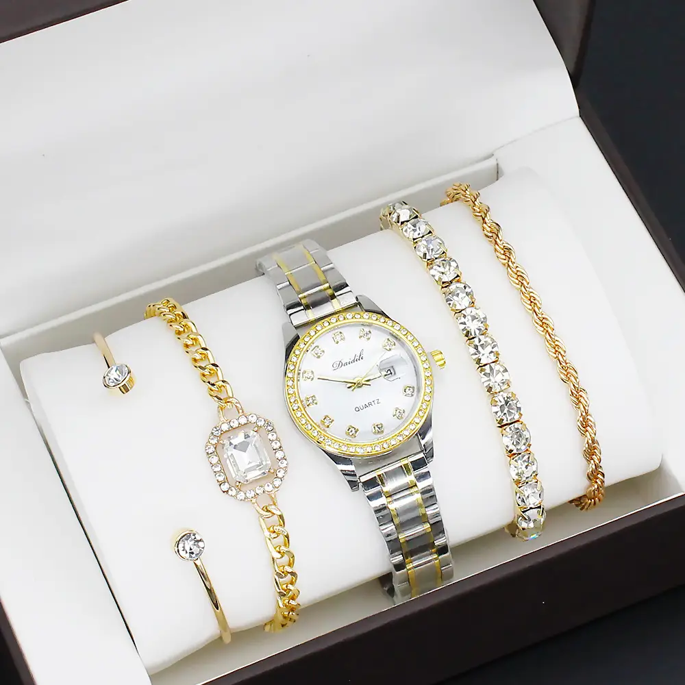 12-Piece Luxury Watch Set for Women Gold Plated Diamond Bracelets — feature 9