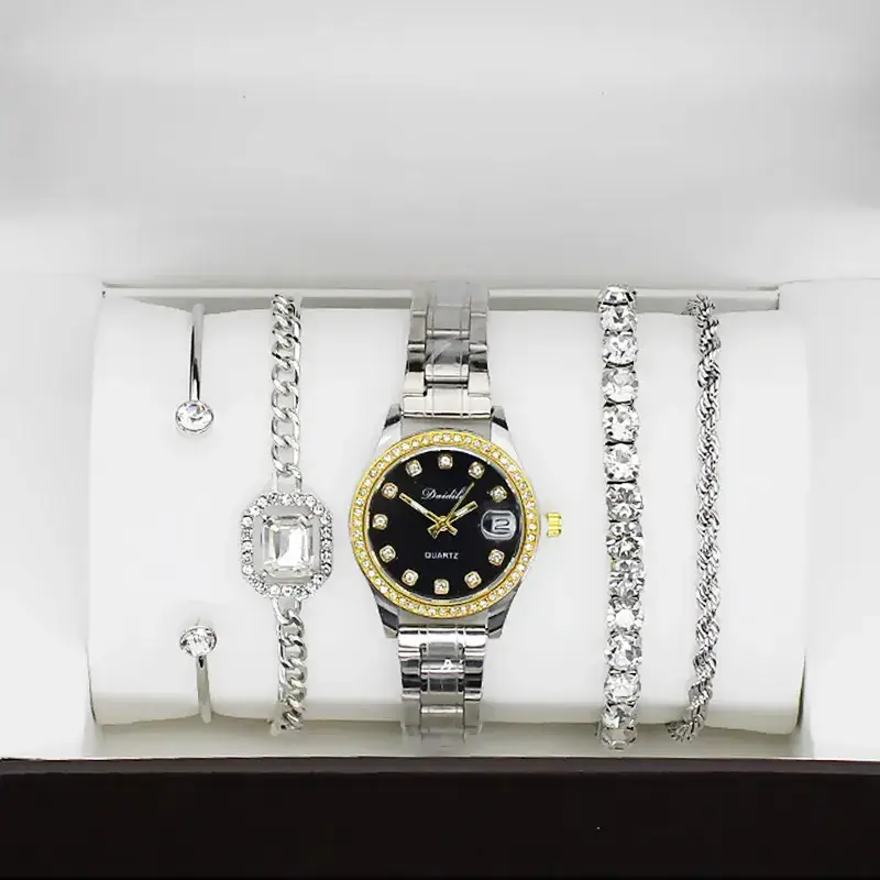 12-Piece Luxury Watch Set for Women Gold Plated Diamond Bracelets - Image 11