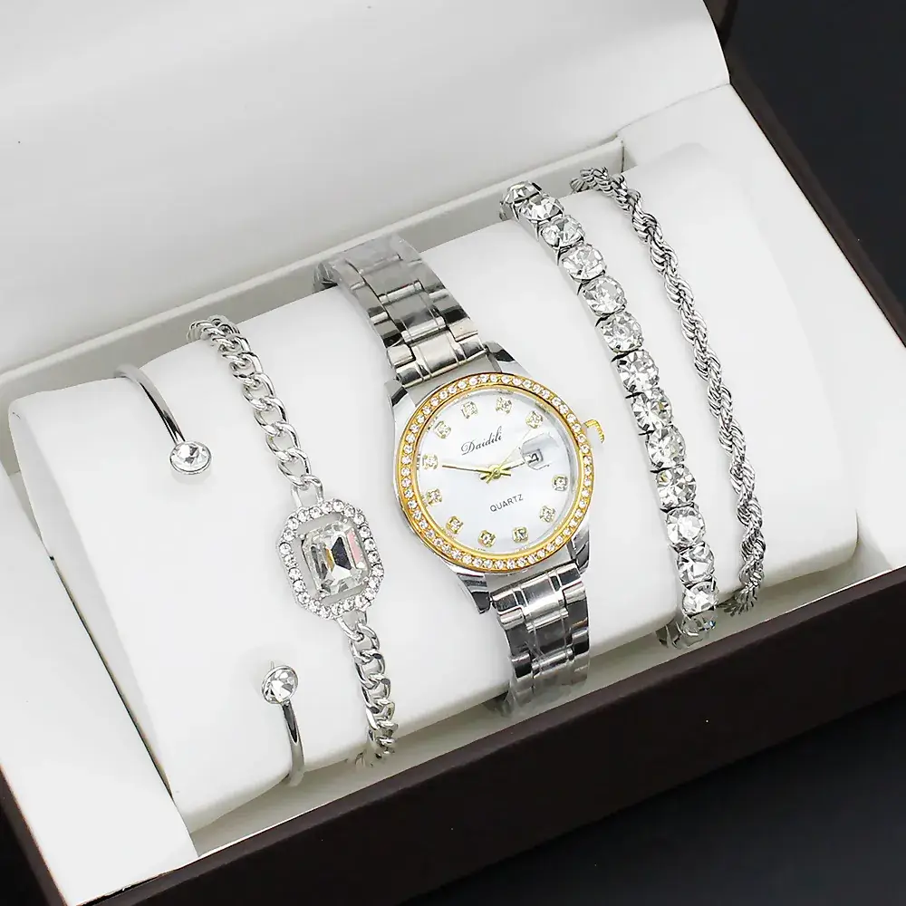 12-Piece Luxury Watch Set for Women Gold Plated Diamond Bracelets - Image 6