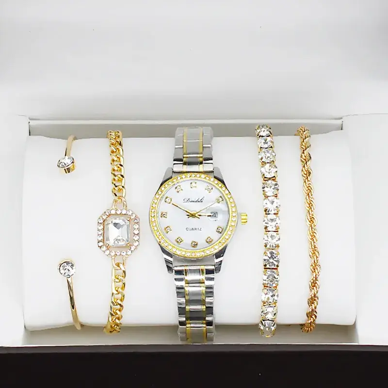 12-Piece Luxury Watch Set for Women Gold Plated Diamond Bracelets - Image 8