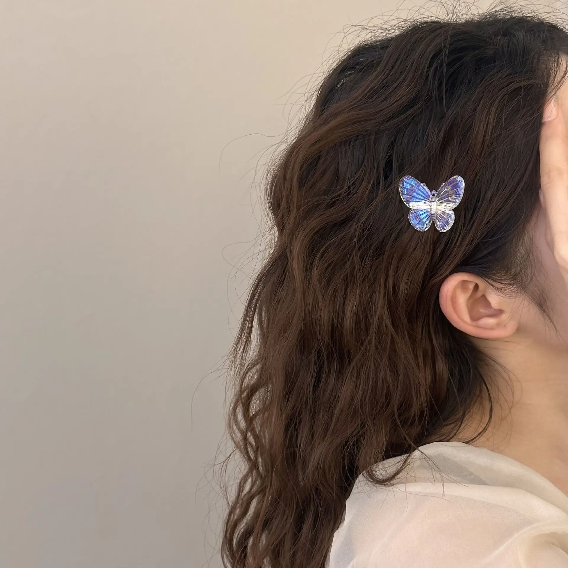Gradient Mermaid Butterfly Hairpin Ice Pink Sweet Size - Image 3