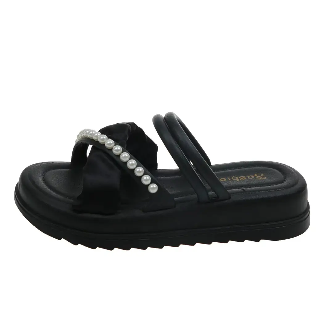 New platform slippers women's summer Korean style fairy style fashion Pearl Roman two-way beach slippers cross-border wholesale - Image 9