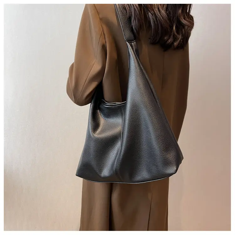 Women's Large Capacity Tan Leather Shoulder Bag — feature 11