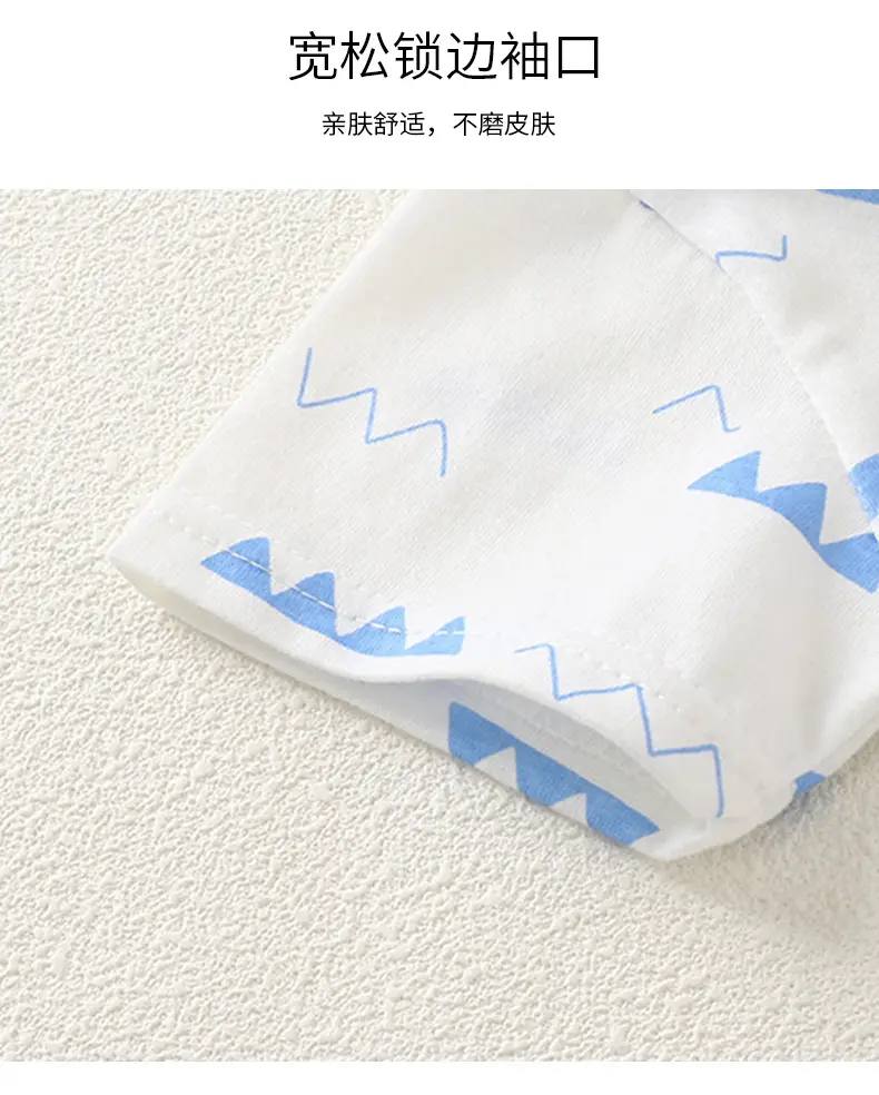 Dinosaur Printed Baby Boys Cotton Shorts Suit Light Blue — feature 18