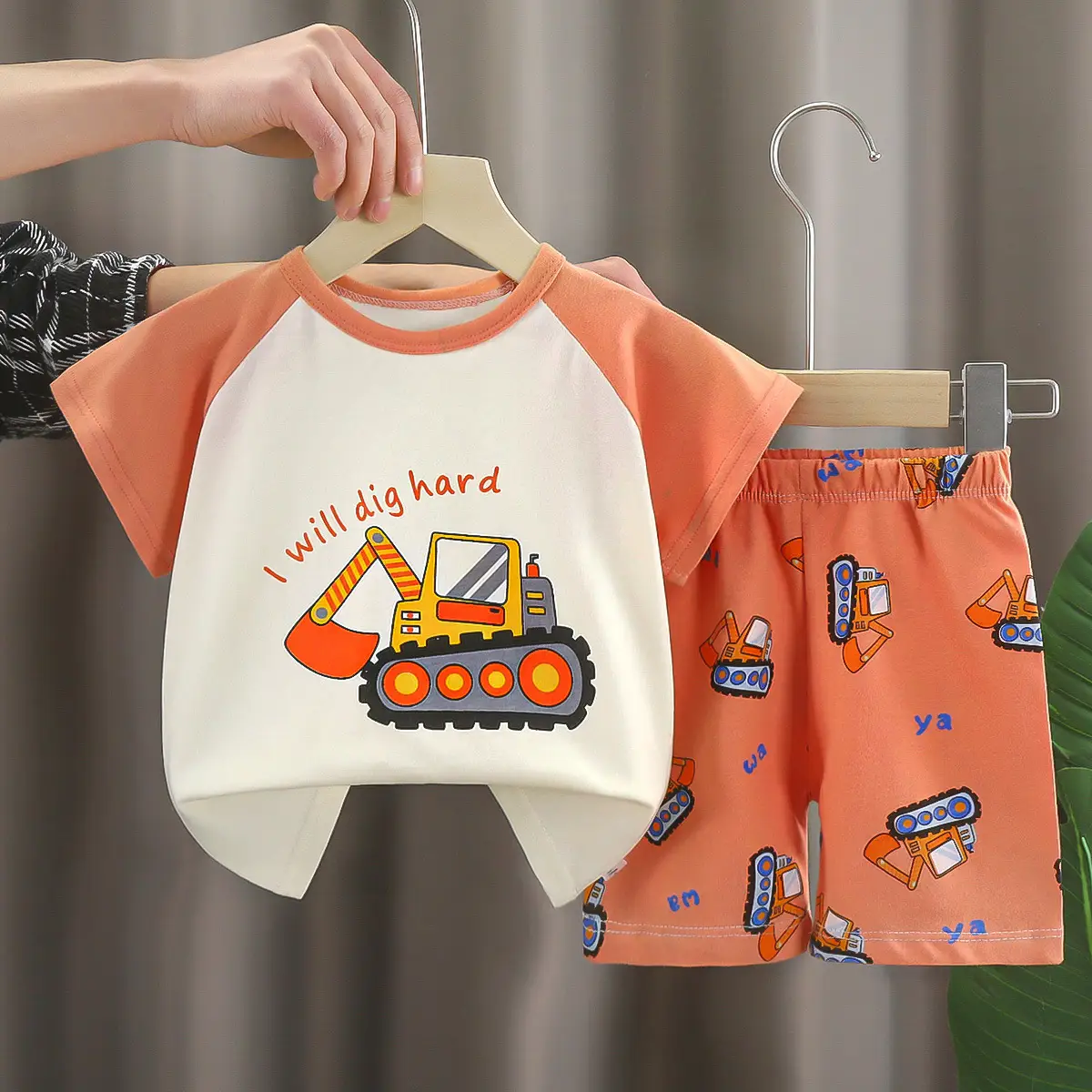 Dinosaur Printed Baby Boys Cotton Shorts Suit Light Blue — feature 26
