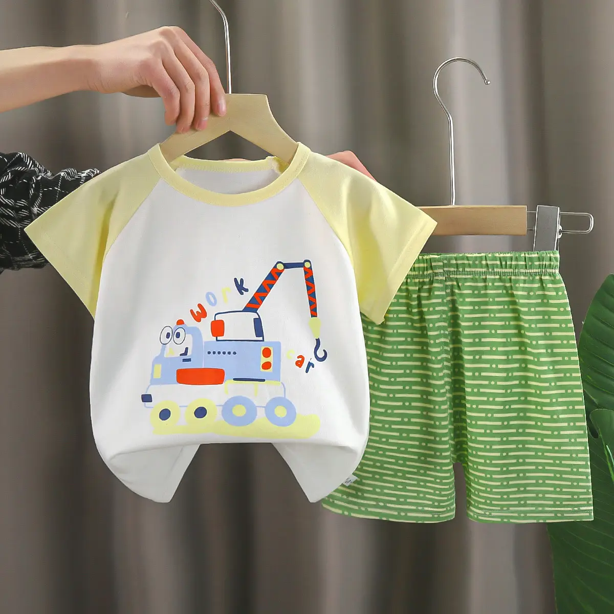 Dinosaur Printed Baby Boys Cotton Shorts Suit Light Blue — feature 27