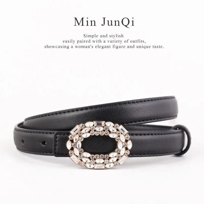 Women Brown Rhinestone Buckle Belt 2025 - Image 4