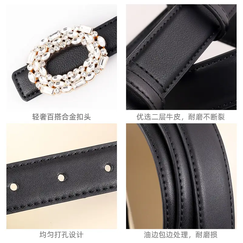 Women Brown Rhinestone Buckle Belt 2025 - Image 6