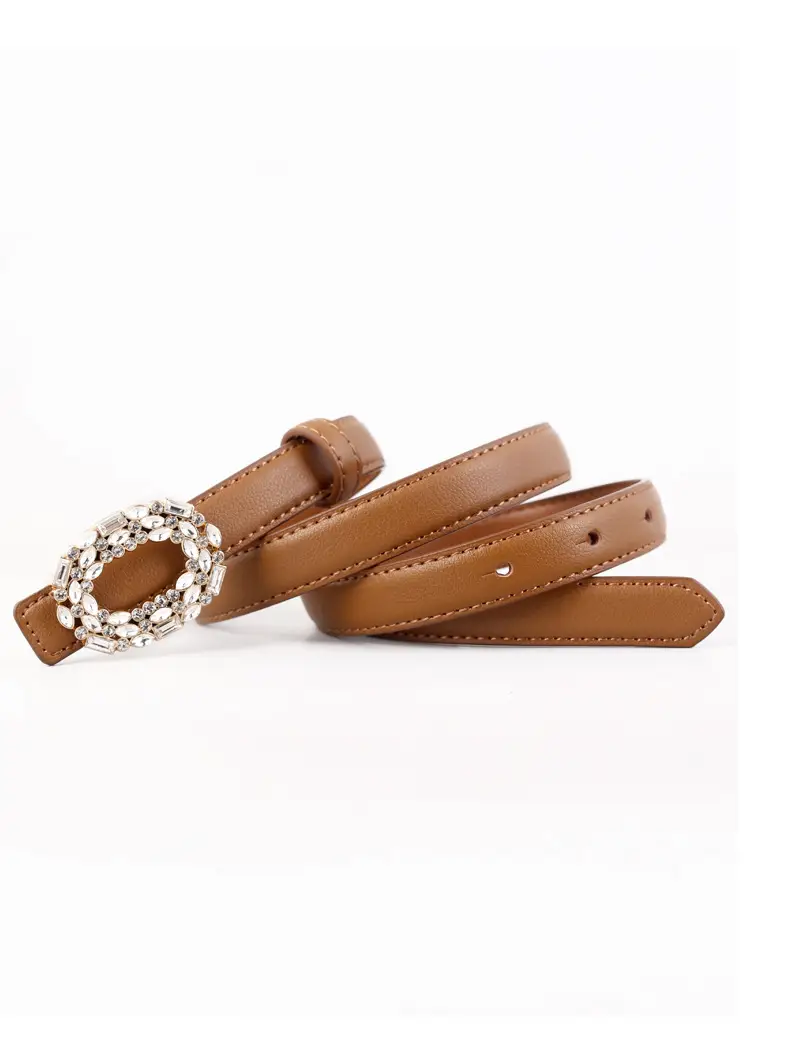 Women Brown Rhinestone Buckle Belt 2025 — feature 28