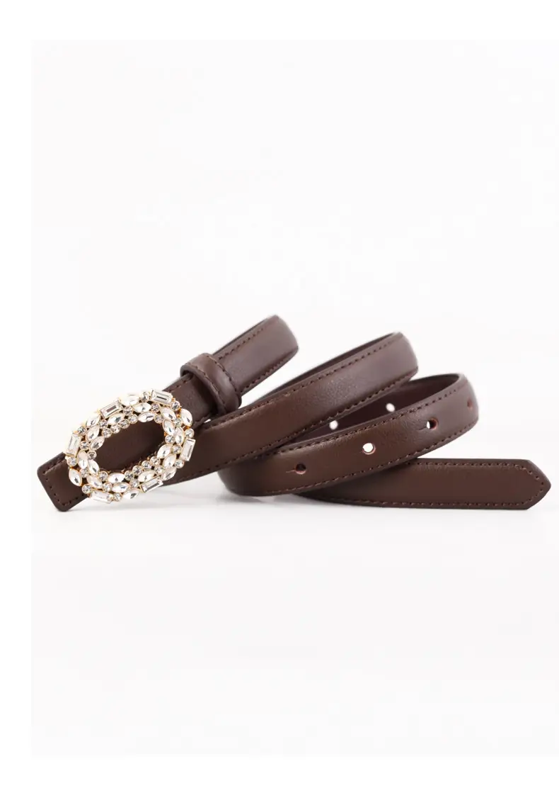 Women Brown Rhinestone Buckle Belt 2025 — feature 29
