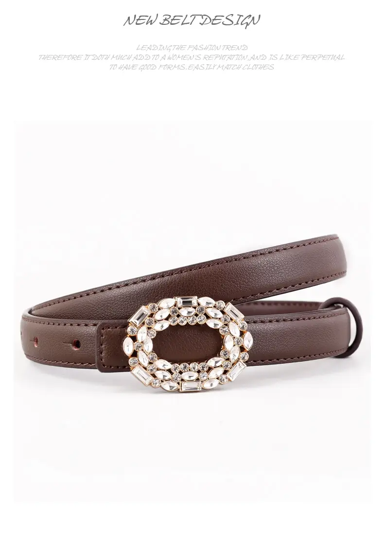 Women Brown Rhinestone Buckle Belt 2025 — feature 39