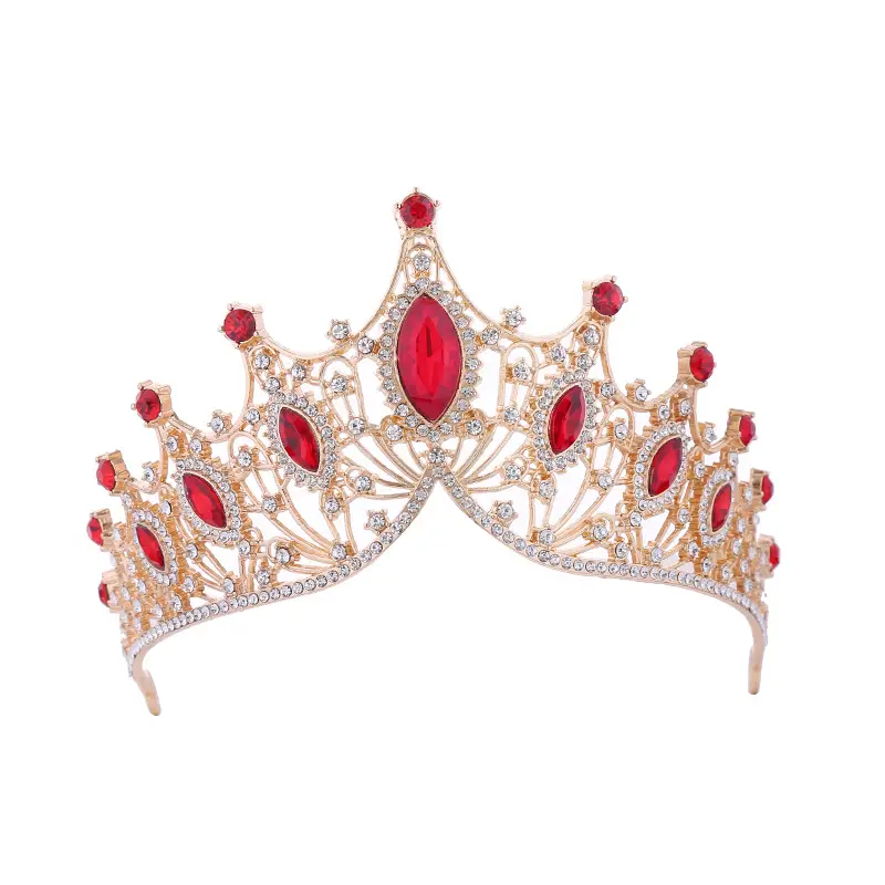Handmade Alloy Crown Horse Eye Large Crystal Bridal Headband - Image 7