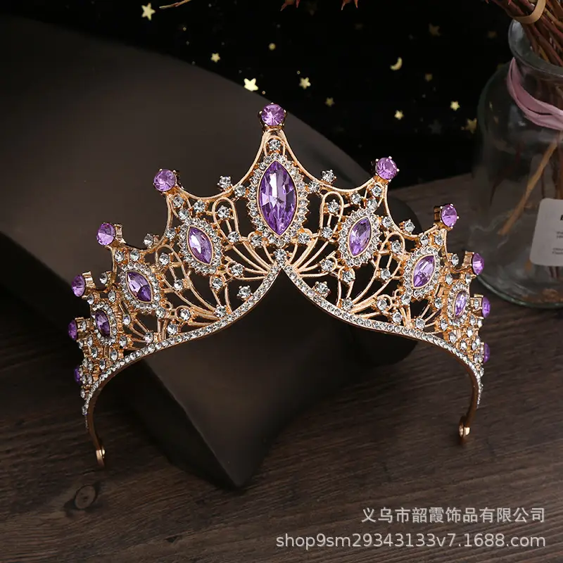 Handmade Alloy Crown Horse Eye Large Crystal Bridal Headband - Image 3