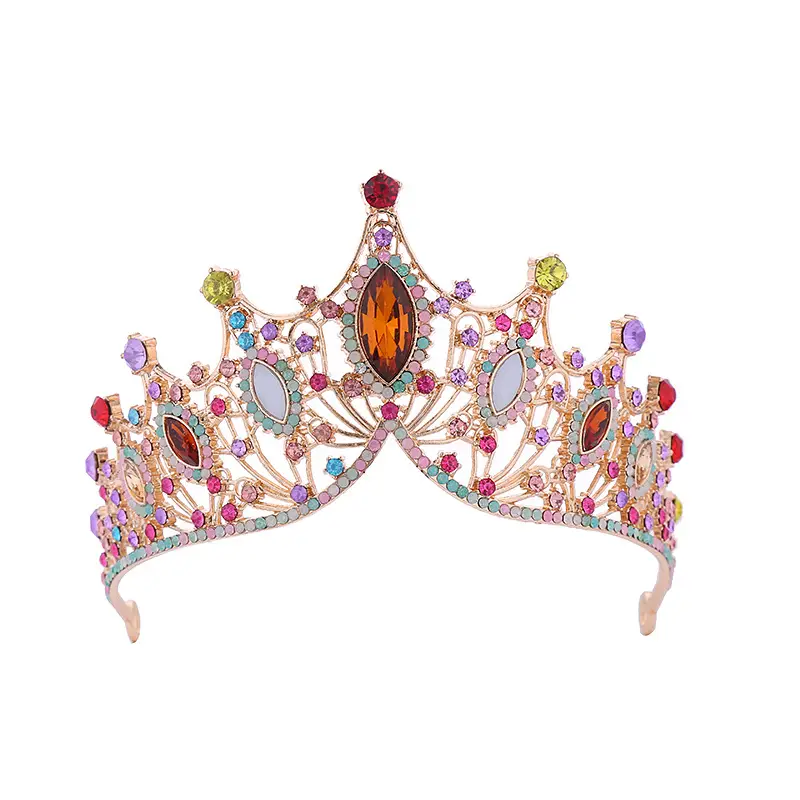 Handmade Alloy Crown Horse Eye Large Crystal Bridal Headband - Image 9