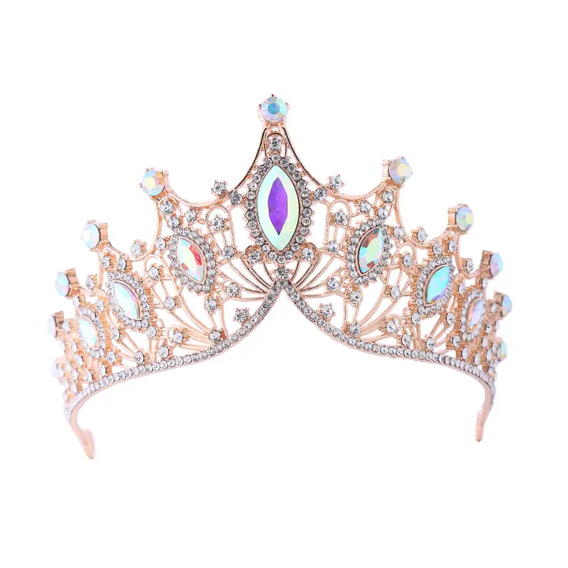 Handmade Alloy Crown Horse Eye Large Crystal Bridal Headband - Image 4