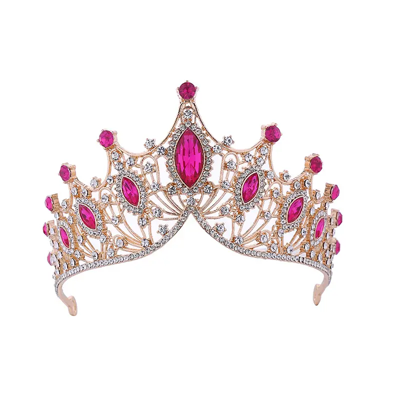 Handmade Alloy Crown Horse Eye Large Crystal Bridal Headband - Image 5