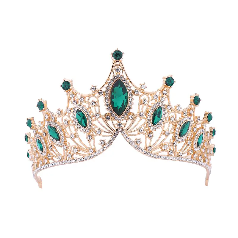 Handmade Alloy Crown Horse Eye Large Crystal Bridal Headband - Image 8