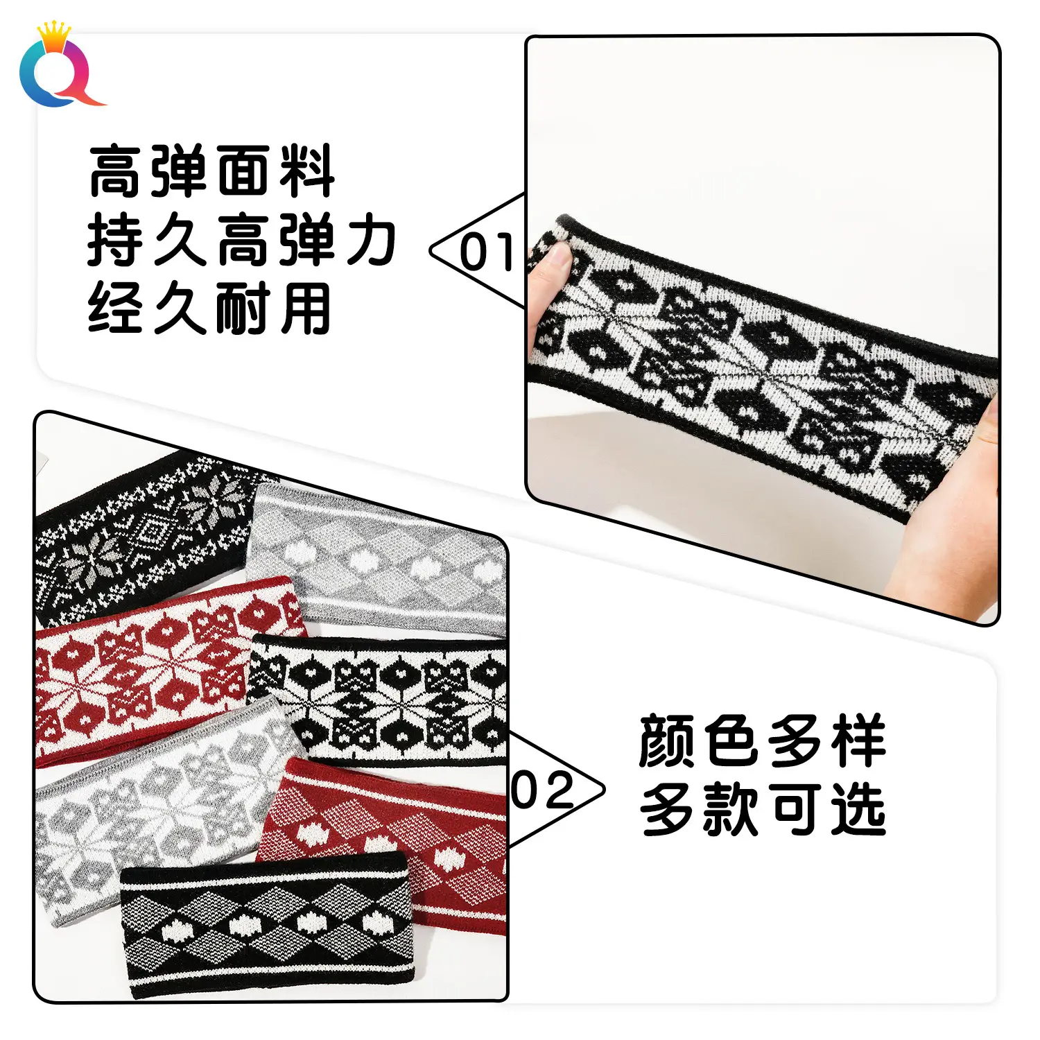 Black Knitted Wool Hair Band for Women - Image 9