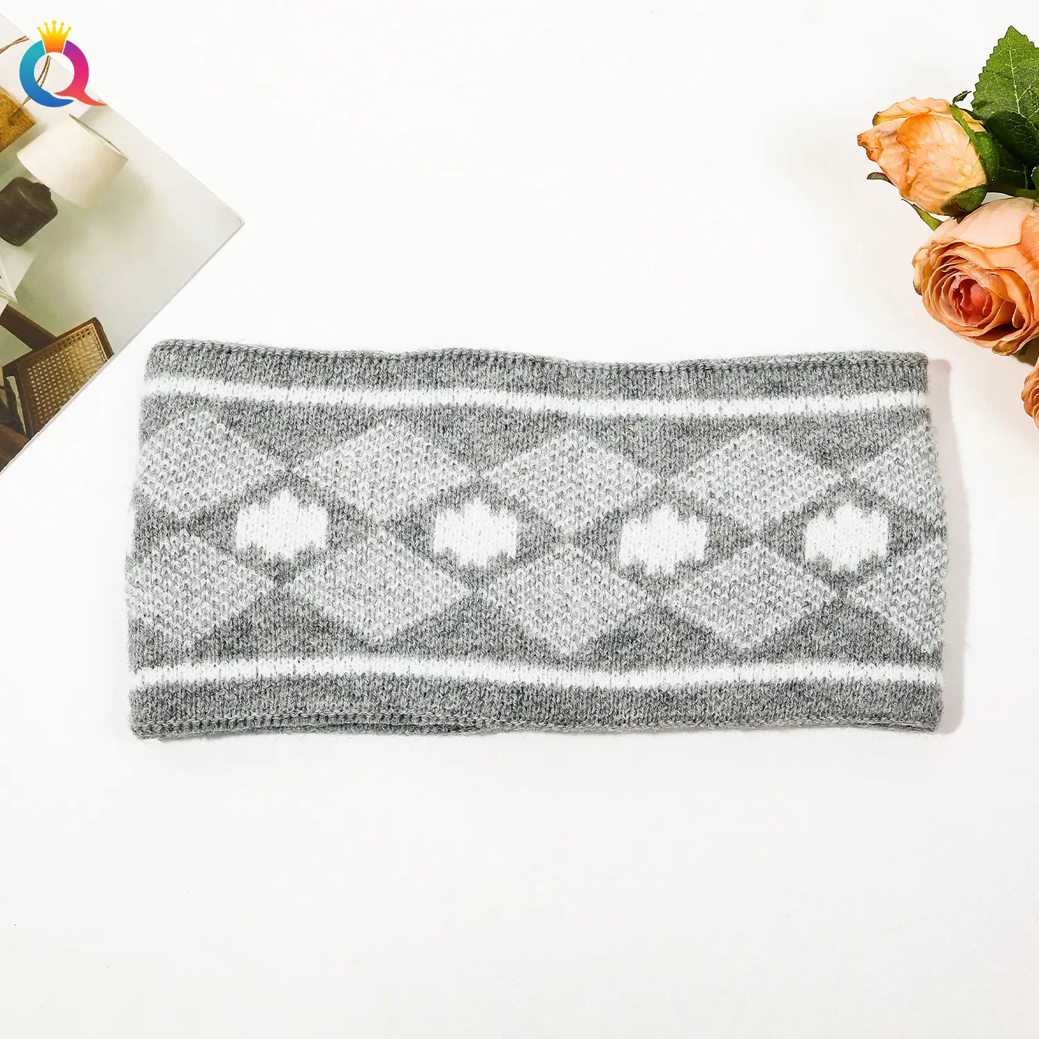 Black Knitted Wool Hair Band for Women - Image 3