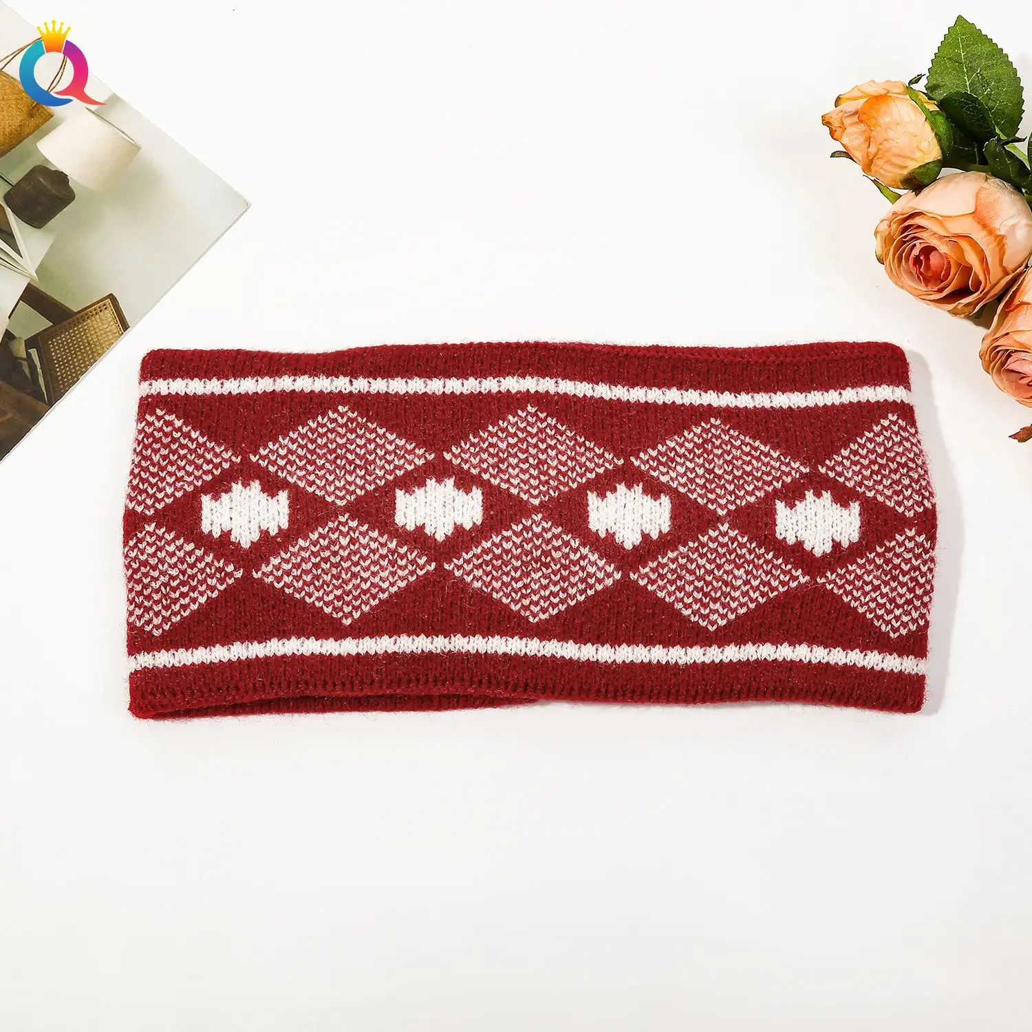 Black Knitted Wool Hair Band for Women - Image 4