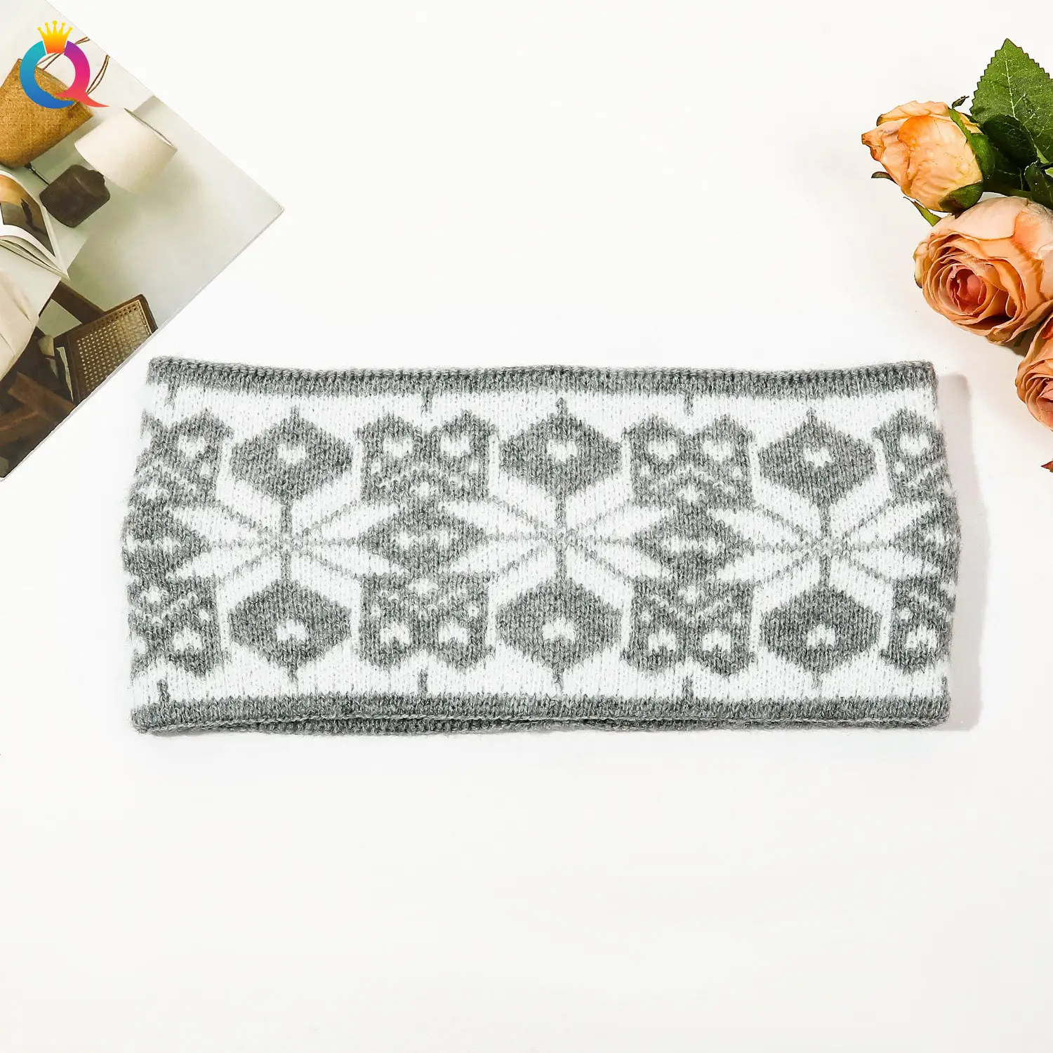 Black Knitted Wool Hair Band for Women - Image 6