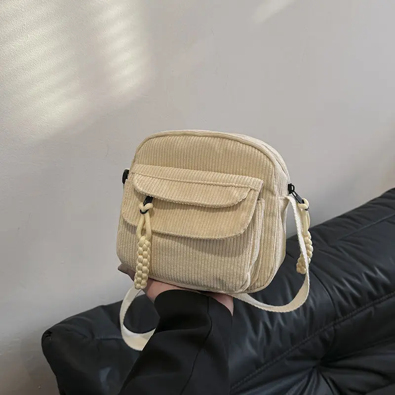 Green Corduroy Crossbody Bag for Girls Campus Style - Image 7