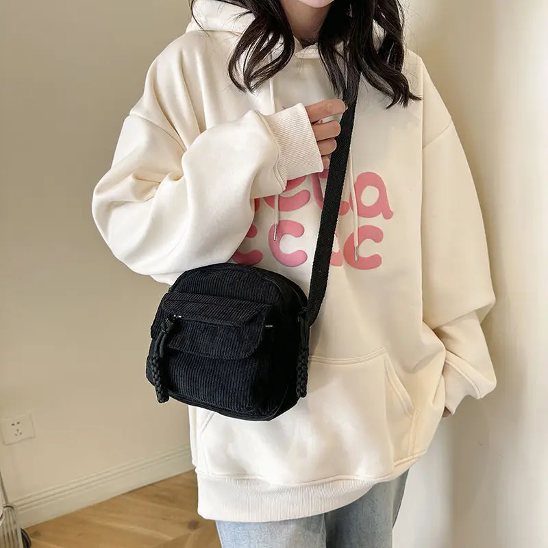 Green Corduroy Crossbody Bag for Girls Campus Style - Image 9