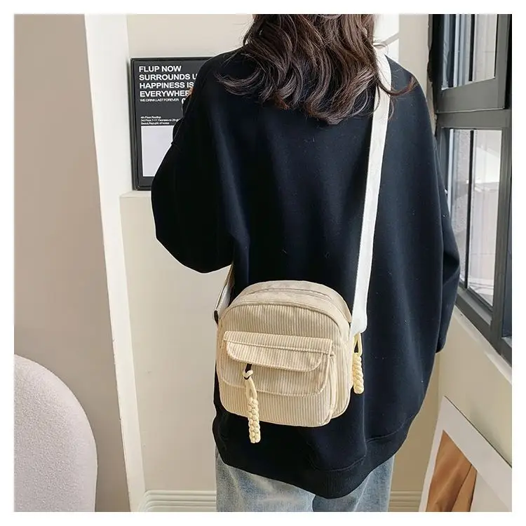 Green Corduroy Crossbody Bag for Girls Campus Style — feature 18