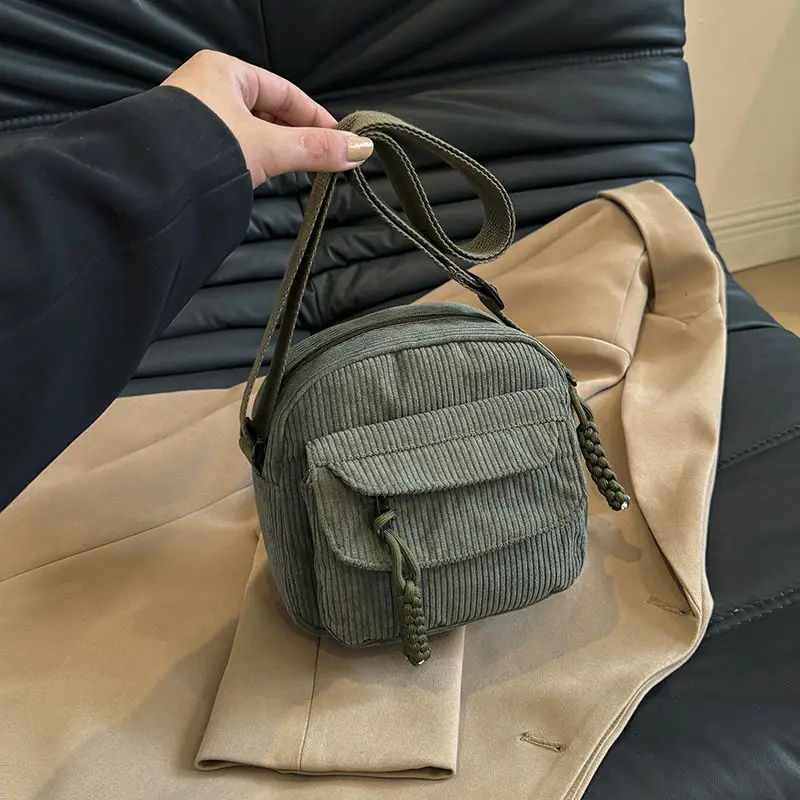 Green Corduroy Crossbody Bag for Girls Campus Style — feature 20