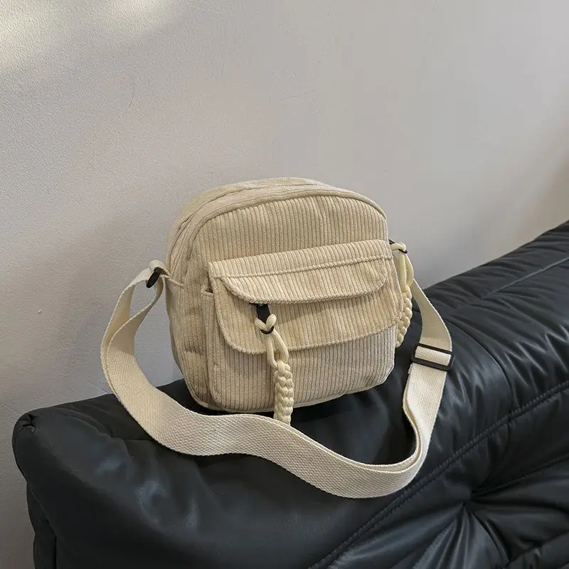 Green Corduroy Crossbody Bag for Girls Campus Style — feature 21