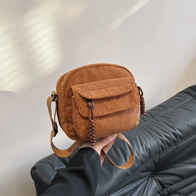 Green Corduroy Crossbody Bag for Girls Campus Style — feature 22