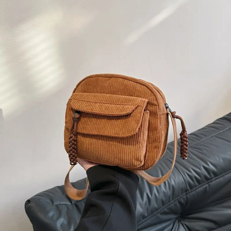 Green Corduroy Crossbody Bag for Girls Campus Style — feature 23