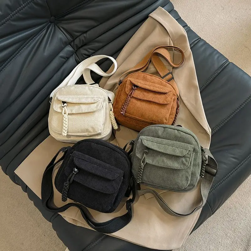 Green Corduroy Crossbody Bag for Girls Campus Style — feature 24