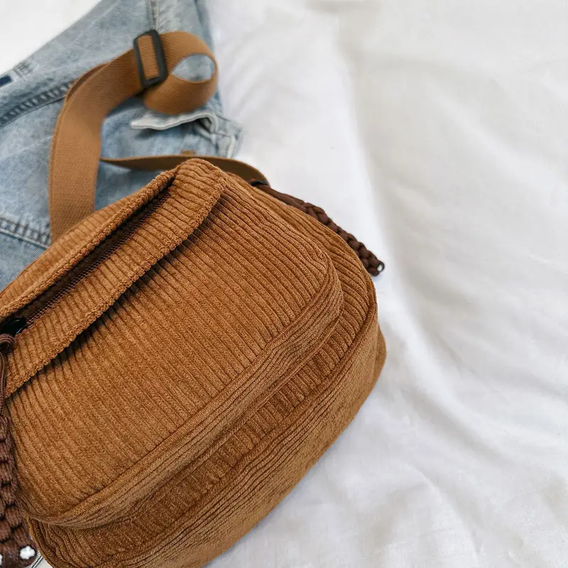 Green Corduroy Crossbody Bag for Girls Campus Style — feature 25