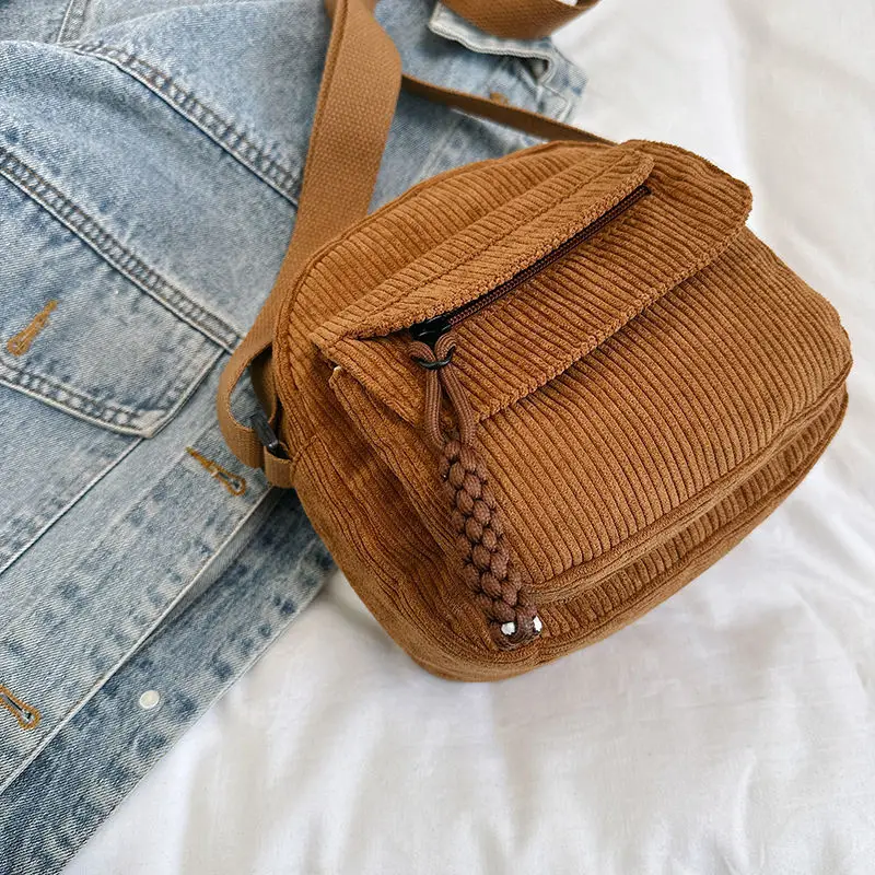 Green Corduroy Crossbody Bag for Girls Campus Style — feature 27