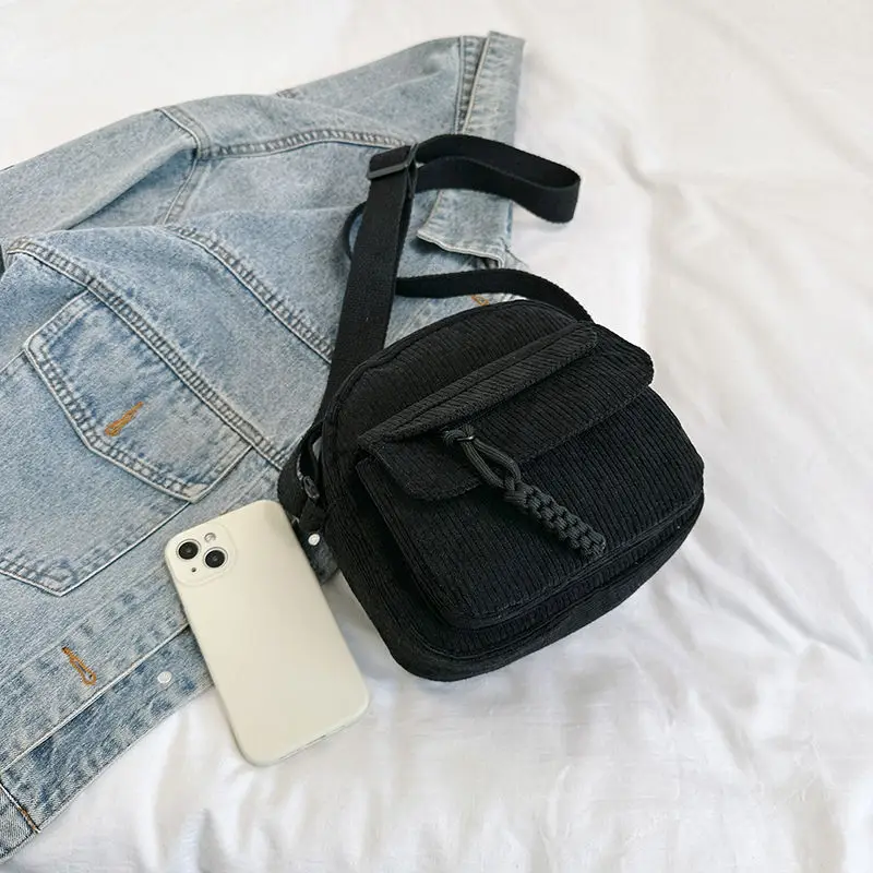 Green Corduroy Crossbody Bag for Girls Campus Style — feature 32