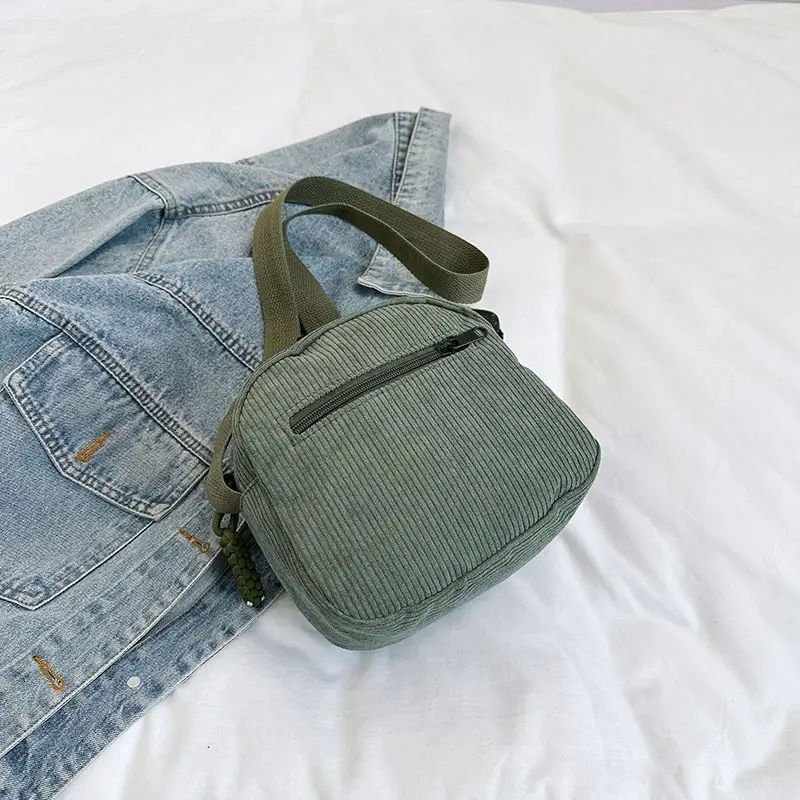 Green Corduroy Crossbody Bag for Girls Campus Style — feature 37