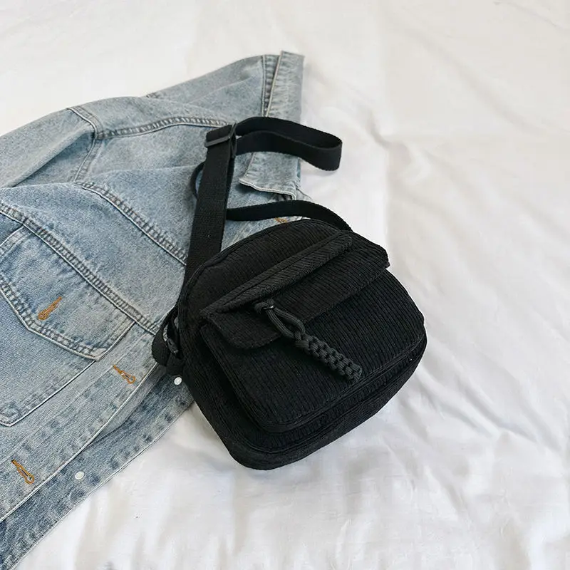 Green Corduroy Crossbody Bag for Girls Campus Style - Image 2