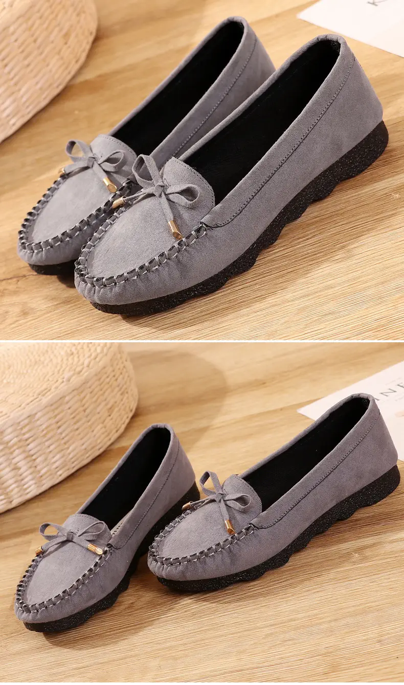 Old Beijing cloth shoes women's shoes flat single-layer shoes women's casual work shoes black bow mom shoes soft bottom peas shoes women — feature 15