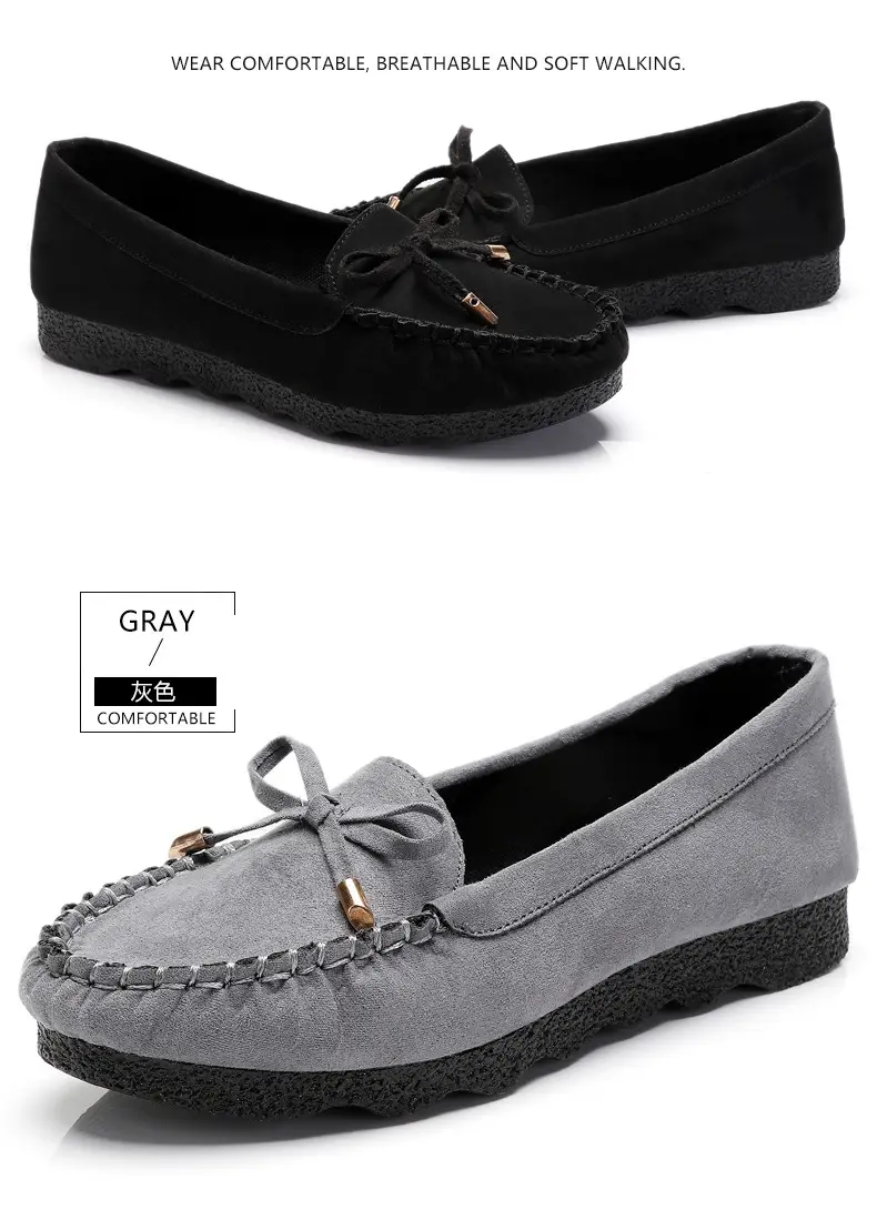 Old Beijing cloth shoes women's shoes flat single-layer shoes women's casual work shoes black bow mom shoes soft bottom peas shoes women — feature 18