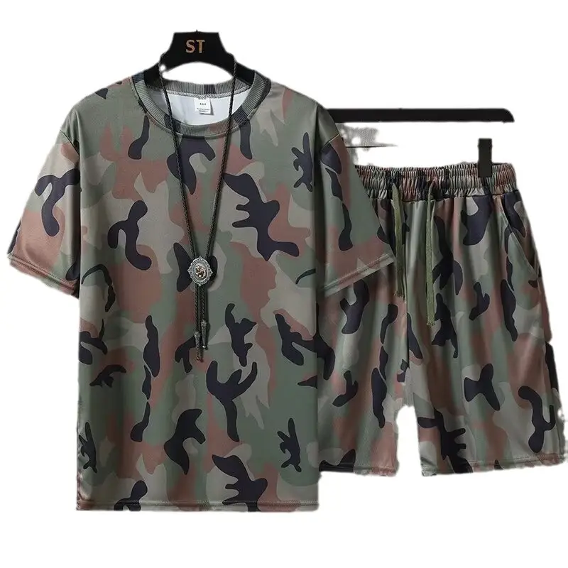 Men Camo Camo Shorts T-Shirt Set Summer - Image 8